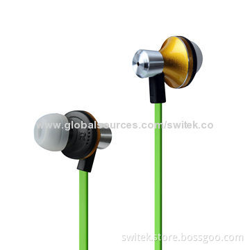 Metal In-ear Earphones for Mobile Phones, Super Bass, 13mm Driver Unit, Various Colors, Flat Cable